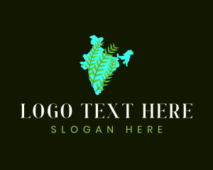 Map - India Leaf Botanical logo design