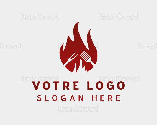 Hot Flaming Barbecue Logo