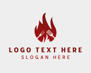 Fork - Hot Flaming Barbecue logo design