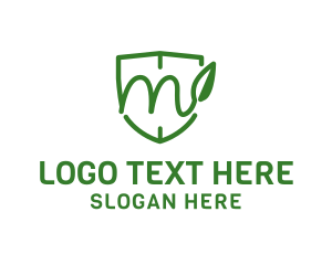 Organic - Shield Leaf Letter M logo design