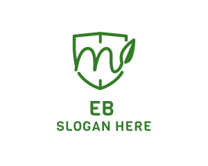 Vegetarian - Shield Leaf Letter M logo design