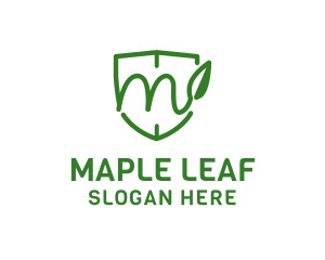 Shield Leaf Letter M logo design