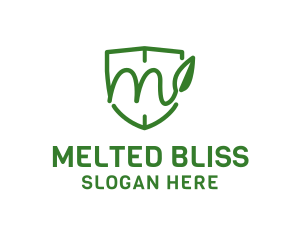 Shield Leaf Letter M logo design