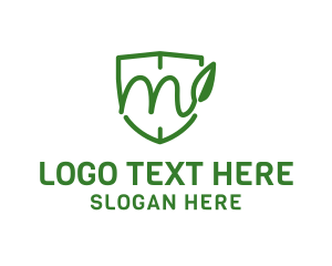 Security - Shield Leaf Letter M logo design