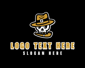Hat - Hipster Cigarette Skull logo design