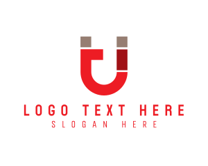 Metal - Industrial Magnet Letter U logo design