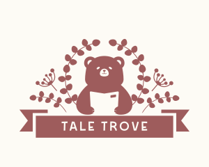 Storybook - Cute Floral Bear Book logo design