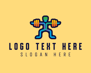 Excercise Equipment - Weightlifting Barbell Man logo design