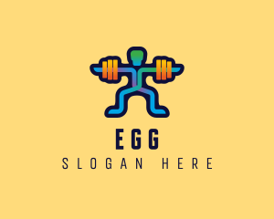 Gym Equipment - Weightlifting Barbell Man logo design