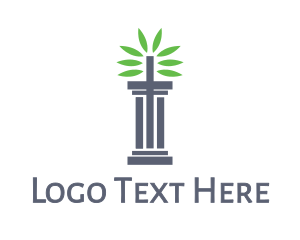Decorative - Leaves Cross Pillar logo design