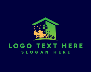 House - Lawn Mower Landscaping logo design