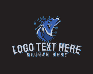 Shield - Wolf Howl Emblem logo design