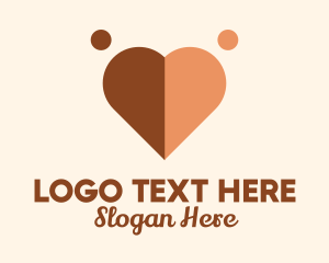 Togetherness - Interracial Love Heart logo design
