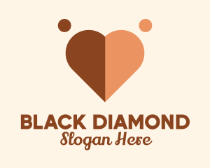 Interracial Love Heart  logo design