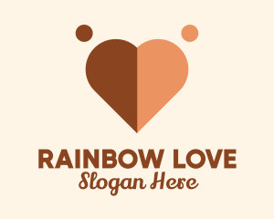 Interracial Love Heart  logo design