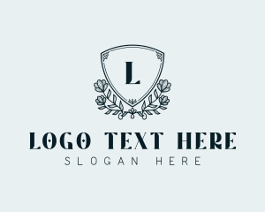 Events Place - Luxury Shield Floral Crest logo design