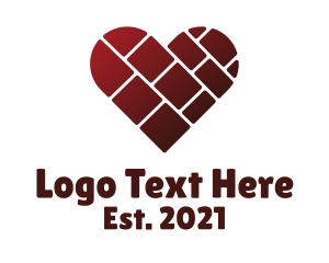 Love - Construction Heart Brick logo design