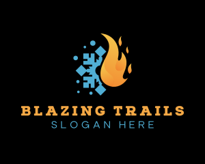 Flame Snowflake Fuel Heating logo design