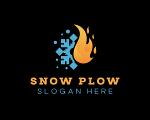 Flame Snowflake Fuel Heating logo design