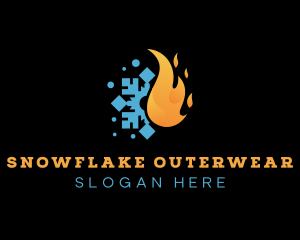 Flame Snowflake Fuel Heating logo design