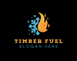 Flame Snowflake Fuel Heating logo design