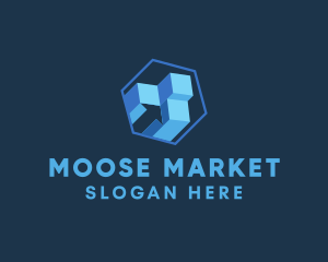 Blue 3D Stock Market logo design