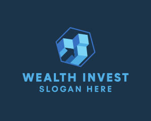 Invest - Blue 3D Stock Market logo design