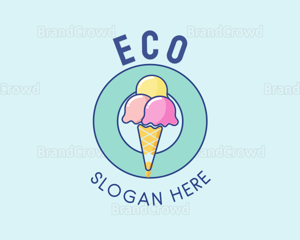 Cute Ice Cream Cone Logo