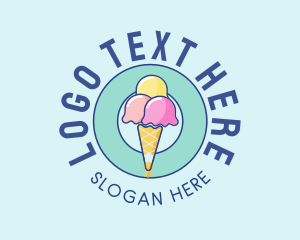 Creamery - Cute Ice Cream Cone logo design