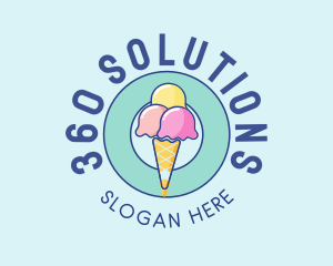 Cute Ice Cream Cone logo design