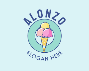 Cute Ice Cream Cone logo design