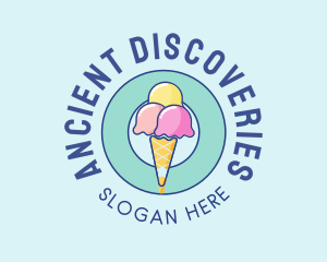 Cute Ice Cream Cone logo design