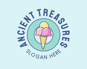 Cute Ice Cream Cone logo design