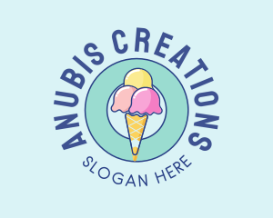 Cute Ice Cream Cone logo design