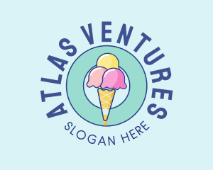 Cute Ice Cream Cone logo design