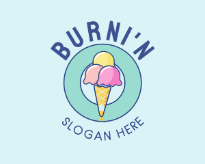 Cute Ice Cream Cone logo design