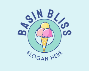 Cute Ice Cream Cone logo design