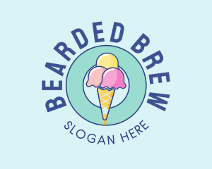 Cute Ice Cream Cone logo design