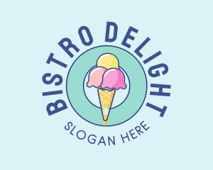 Cute Ice Cream Cone logo design