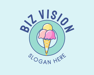 Cute Ice Cream Cone logo design