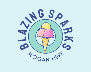 Cute Ice Cream Cone logo design