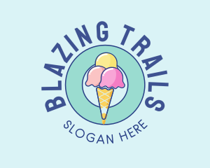 Cute Ice Cream Cone logo design