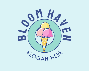 Cute Ice Cream Cone logo design