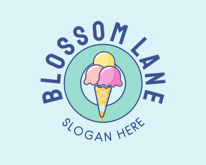 Cute Ice Cream Cone logo design