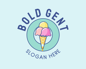 Cute Ice Cream Cone logo design