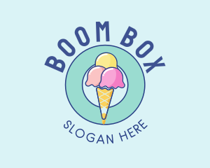 Cute Ice Cream Cone logo design