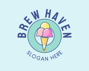 Cute Ice Cream Cone logo design