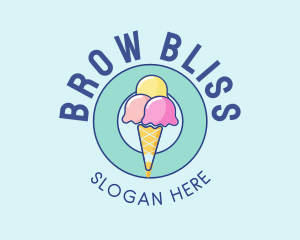 Cute Ice Cream Cone logo design