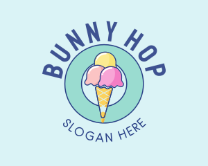 Cute Ice Cream Cone logo design