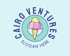 Cute Ice Cream Cone logo design